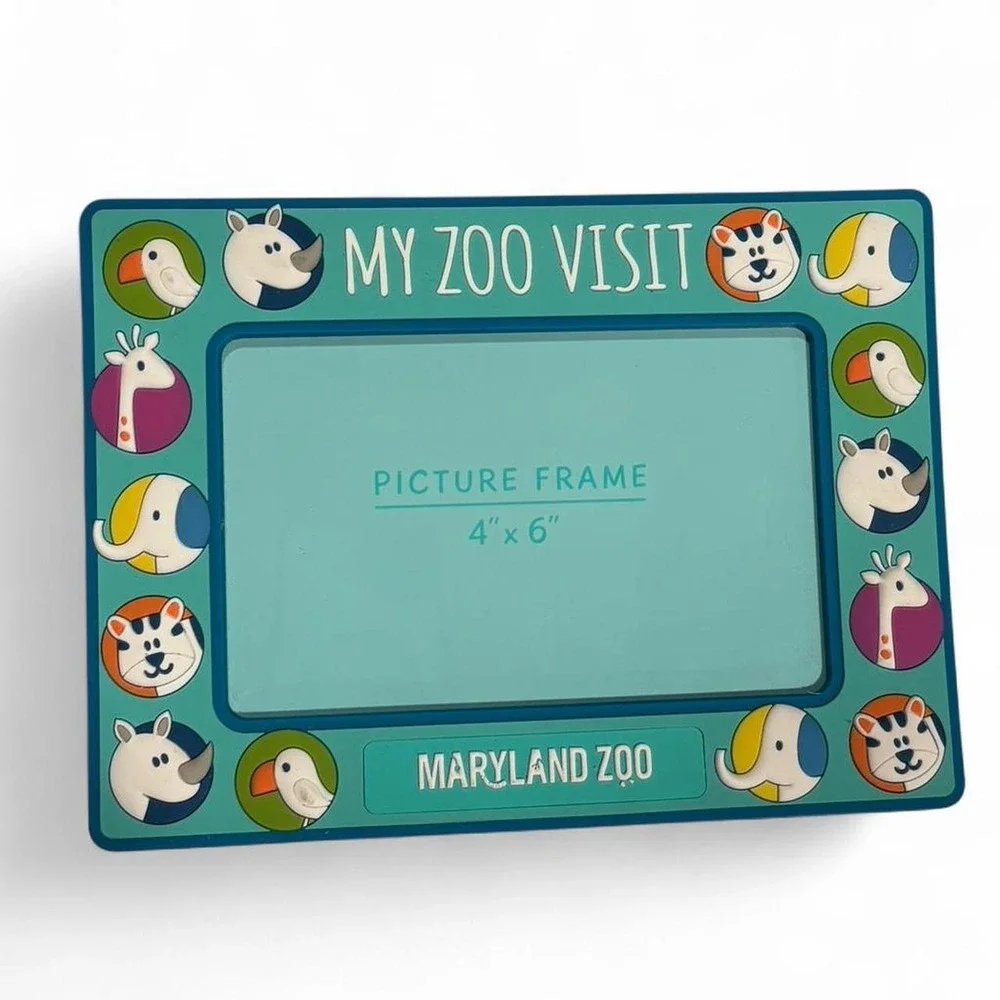 Maryland Zoo picture frame with cartoon animal faces around the border